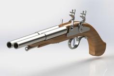 Horizontal Dual Barrel Flintlock Pistols 3D Printer Model