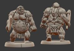 Armoured Ogre With Meatcleaver 3D Printer Model