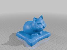 Cute Fat Smiling Cat Resting On Pillow Figurine Cute Things MineeForm FDM 3D Print STL File 3D Printer Model