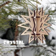 Laser Cut Crystal. Christmas Tree Ornament