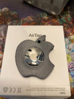 Apple Shaped Apple Airtag Holder (Snap-Fit, Key Ring Hole) 3D Printer Model