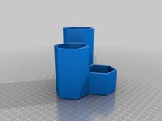 3 Tier Hexagon Pen Holder 3D Printer Model