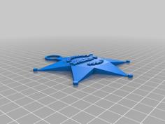 Sheriff Star Badge Keychain 3D Printer Model