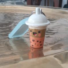 Cute Bubble Tea Key Chain 3D Printer Model