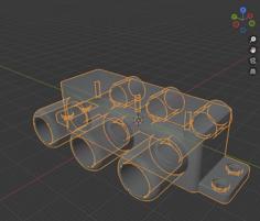 Ant Test Tube Connector – 16mm Test Tube To 1/2 Inch PVC Tubing 6-way Connector 3D Printer Model