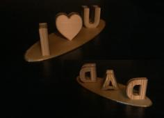 I❤️U / DAD Two Words In One Print. (Ambigram) 3D Printer Model