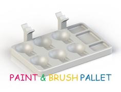 Paint Pallet With Brush Holder 3D Printer Model