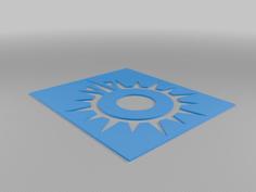 2D Black Sun Symbol + Stencil 3D Printer Model