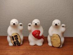 KUMATY: Maneki Polar Bear (Beckoning Polar Bear) 3D Printer Model