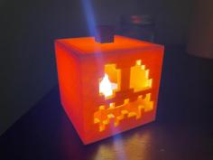 Minecraft Jack-o-Lantern Tealight Lamp (no Tealight Holder) (Remix) 3D Printer Model