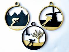 Lasercut: Dutch Ice Skater Pendants