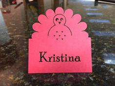 Laser Cut Thanksgiving Turkey Place Card