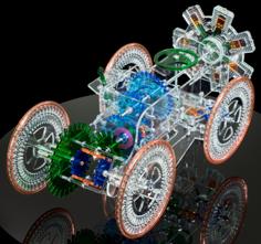 Laser Cut Radial Engine Car From MechanicalGIFs.com