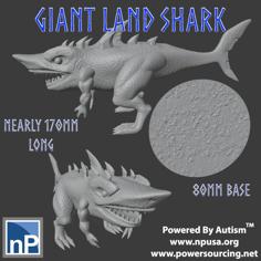 Giant Land Shark Fantasy Monster 3D Printer Model