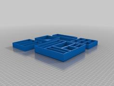 Stackable Trays With Bins 3D Printer Model