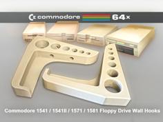 Commodore Floppy Drive Display / Storage Wall Hooks 3D Printer Model