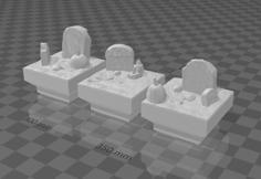 Basic Haloween Gravestones (Dungeon Blocks Compatible) 3D Printer Model