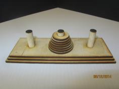 Wooden Tower Of Hanoi. Laser Cut. Discs(7), Base And Posts.