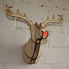 Laser Cut Mounted Rudolph Head