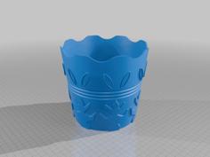 Pattern Ornated Flower Pot (With Dish) 3D Printer Model