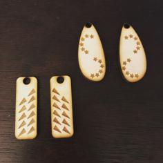 Laser Cut Triangle And Star Engraved Earrings