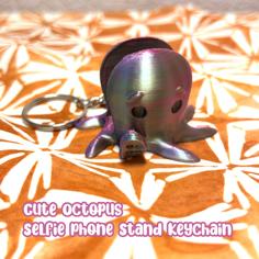 Cute Octopus Says Hello Keychain Selfie Phone Stand 3D Printer Model