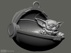 Grogu Baby Yoda With Pram Ornament 3D Printer Model