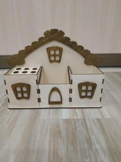 Laser Cut House Shaped Desk Organizer