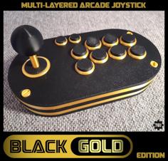 Multi-Layered Arcade Joystick – Black Gold Edition (10 Or 8 Button) 3D Printer Model