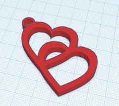 Double Heart Keychain 3D Printer Model