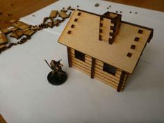 Small Lasercut Log Cabin For 28mm Tabletop Gaming