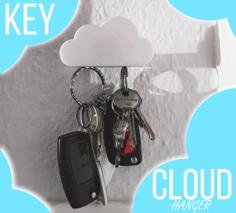 Key Hanger Cloud Design With Magnet Easy Assembly 3D Printer Model