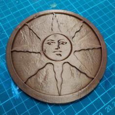 Texturized And Battered Sun Medal 3D Printer Model