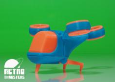 Retro Thrusters RT3 – Sci-fi Spaceship Toy – No Supports 3D Printer Model