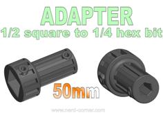 Adapter 1/2 Square To 1/4 Hex Bit 50mm 3D Printer Model