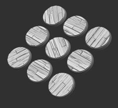 Wood Planks Themed Bases X 9 (32mm) 3D Printer Model