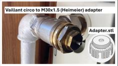 Vaillant Circo To M30x1.5 (Heimeier) Adapter For Elecronic Thermostat – Remix 3D Printer Model