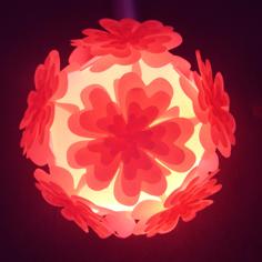 Icosahedron Puzzle Lamp Shade (II) Heart Shape Petals 3D Printer Model