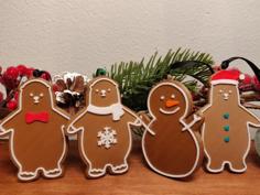 KUMATY : Gingerbread Polar Bears And Snowman Ornaments 3D Printer Model