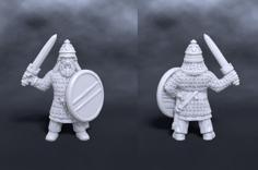 Dwarven Warrior With Sword And Shield 3D Printer Model