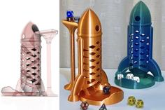 Spaceship / Rocket Dice Tower With Loading Tower 3D Printer Model