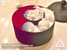 Q-Tip & Cotton Ball Dual Toiletry Jar (NEW FIXED) 3D Printer Model