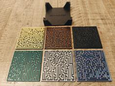 Maze Coasters With Coaster Holder 3D Printer Model