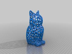 LASER CAT – Voronoi Style (fixed Paw+ Flat Bottom+ Larger Ears) 3D Printer Model