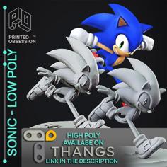 Sonic – Low Poly – Fan Art 3D Printer Model