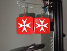 Maltese Cross Earrings Pendant Keychain 3D Printer Model