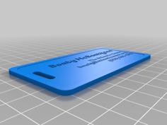 Customizable Luggage / Bag Tag 3D Printer Model