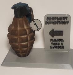 Complaint Grenade Sign (need A Grenade Mockup) 3D Printer Model