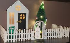 Laser Cut Elf-on-the-shelf House And Fence