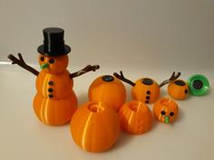 Magnetic Pumkin Snowman 3D Printer Model